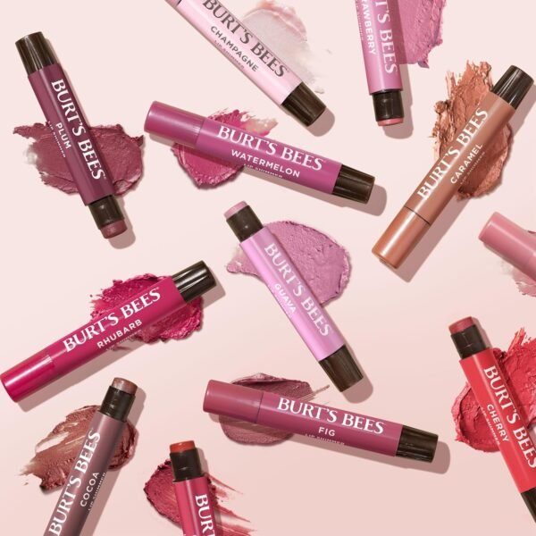 Burt's Bees Shimmer Lip Tint Set, Tinted Lip Balm Stick, Moisturizing for All Day Hydration with Natural Origin Glowy Pigmented Finish & Buildable Color, Guava (4-Pack)