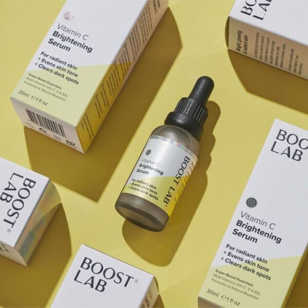 BOOST LAB Vitamin C Brightening Serum for Men & Women Radiant Skin & Face– Evens Skin Tone, Clear Dark Facial Spots- Simple, Pure & Potent- Paraben, Sulphate, Fragrance & Cruelty Free- 30 ml (1 fl oz)