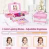 60 in 1 Kids Makeup Kit, with 3-Color Led Makeup Mirror Real Washable Kids Makeup Sets for Girls 5-8, Perfect Girl Birthday Gift, Age 3+