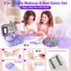 Kids Makeup Kit for Girl - 2 in 1 Kids Washable Makeup Toys & Nail Art Kit with Nail Dryer and Cosmetic Storage Case, Girls Princess Dress Up Set, Real Makeup Kits for Ideal Gift Toys for 3-12 Year