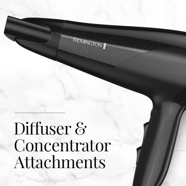 81T73hEXp7L._AC_SL1500_.jpg Remington Damage Protection Hair Dryer with Ceramic Ionic Tourmaline Technology, Black, Diffuser and Concentrator, 3 Piece Set