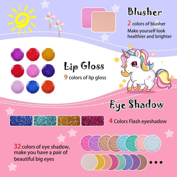 Kids Makeup Kit for Girls Real Washable Cosmetic 3+ Year Girl Birthday Gifts Pretend Play Toys for Girls 4-6, 6-8, 8-10 Non-Toxic