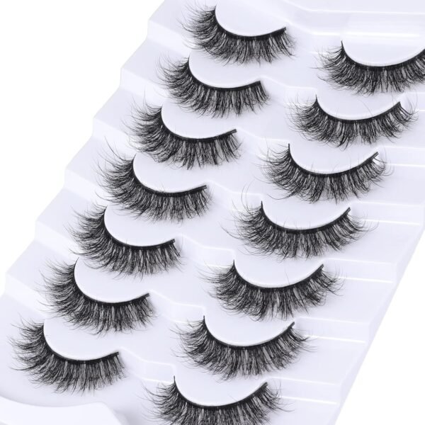 81TMb8G7G2L._SL1500_.jpg False Eyelashes Cat Eye Lashes Faux Mink Lashes Natural Look Fluffy Wispy Lashes That Look Like Extensions Pestañas Postizas D Curl Lash Strips Short Fox Eye Lashes 7 Pairs Pack