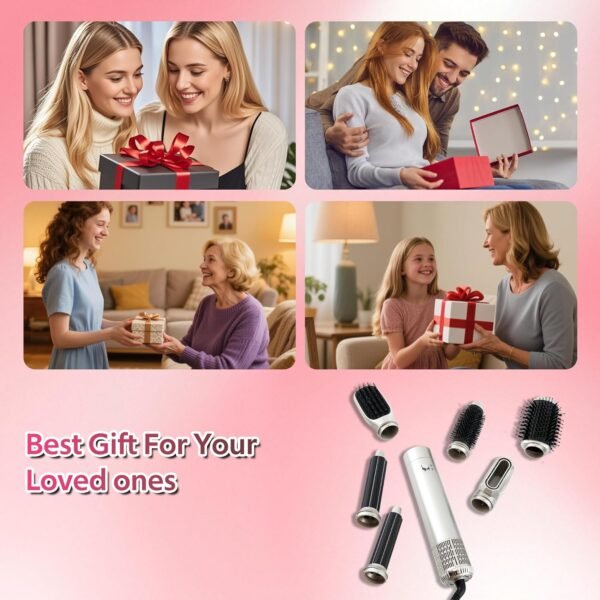 81TZVatH59L._AC_SL1500_.jpg Professional Hair Dryer 6 in 1, Blow Dryer + Automatic Curling Iron + Hair Straightener + Thermal Brush, Birthday Gifts for Women Teen Girls with Short Long Hair, Low Noise, Air Wrap Hair Styler