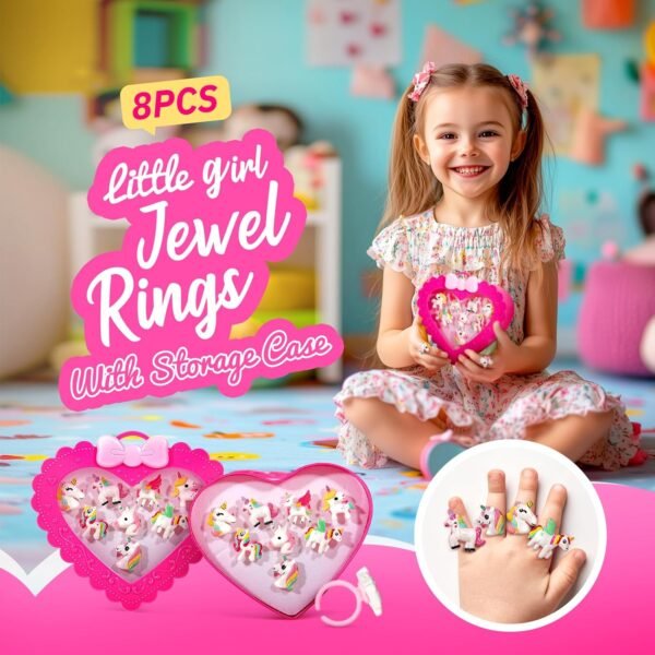 ULOVEME Kids Makeup Sets for Girls 5-8 - Real, Non Toxic, Washable Make Up Toy - Umicorn Toys Gift for Girls Birthday (Pink Umicorn + Rings2)