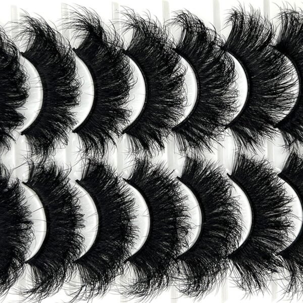 Mink Lashes Fluffy Long 3D Faux Mink Wispy 20mm 25mm Big Dramatic Strip Lashes That Look Like Extensions Thick Cat Eye False Eyelashes Pack