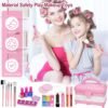 60 in 1 Kids Makeup Kit, with 3-Color Led Makeup Mirror Real Washable Kids Makeup Sets for Girls 5-8, Perfect Girl Birthday Gift, Age 3+
