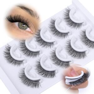 81U2rRpNCOL._SL1500_.jpg Self Adhesive Eyelashes Natural Pre-glued Lashes No Glue Needed Lashes Cat Eye Lashes Faux Mink Eyelashes Reusable Self Adhesive Lashes 5 Pairs by zanlufly