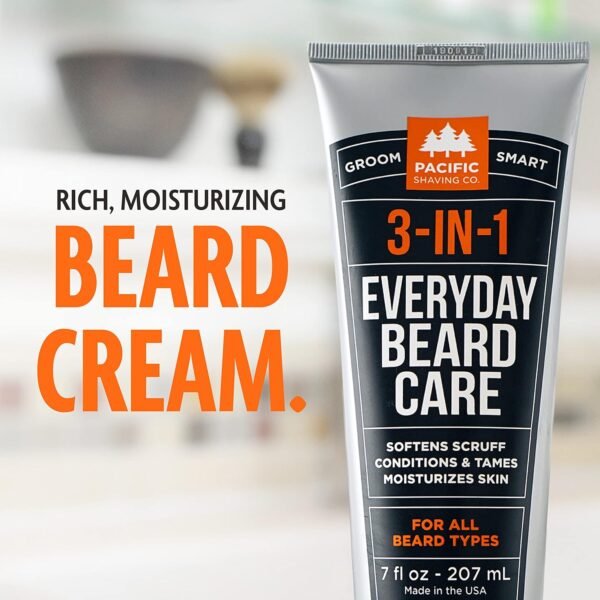 Pacific Shaving Company 3-in-1 Beard Care - Ultra-Concentrated Formula Softens Scruff, Conditions, Tames, and Moisturizes Skin for Any Beard Length - Clean Men's Grooming Products (7 Fl Oz)