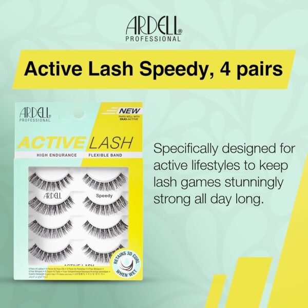 81UN7qKtuYL._SL1500_.jpg Ardell Active Lash - Speedy, False Eyelashes, Water-Resistant, Lightweight, Strip Lashes, 4 Pairs, 1-Pack