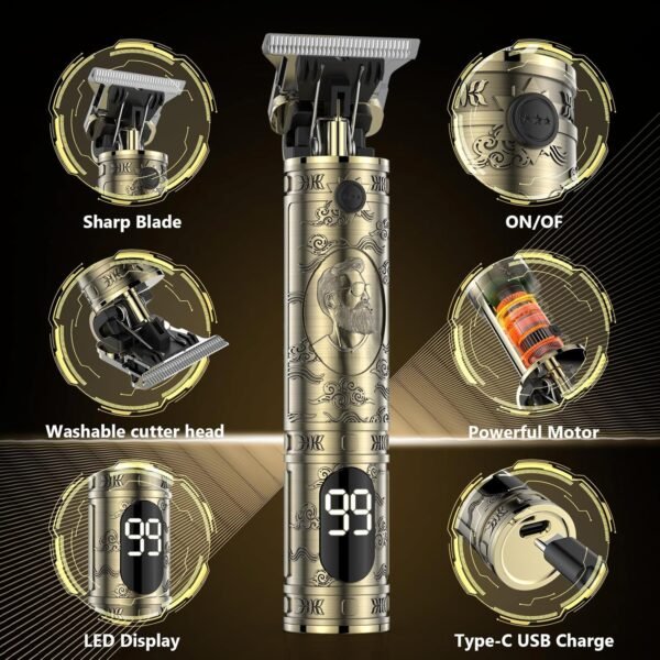 Hair Clippers for Men Cordless Professional Beard Trimmers with LCD Display Electric Grooming Rechargeable Shaver Zero Gapped T/Blade Cutting Kit Gift for Women Men Children