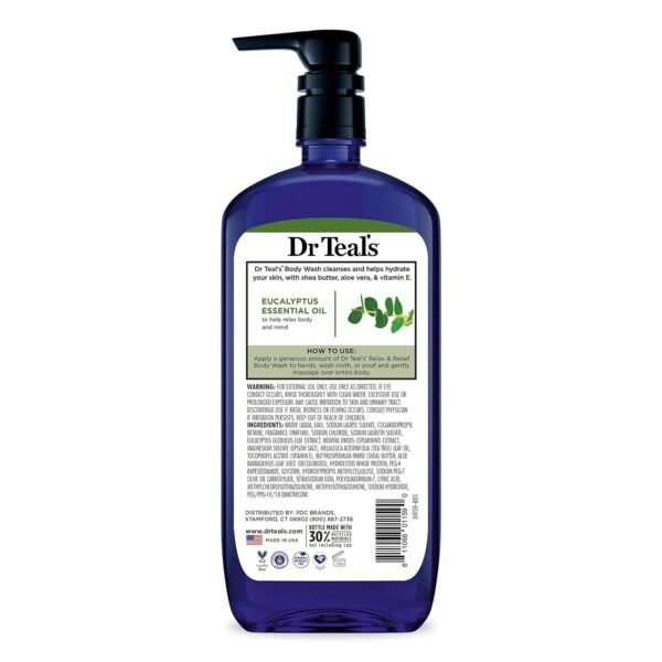 Dr Teal's Body Wash with Pure Epsom Salt, Relax & Relief with Eucalyptus & Spearmint, 24 fl oz (Pack of 4)
