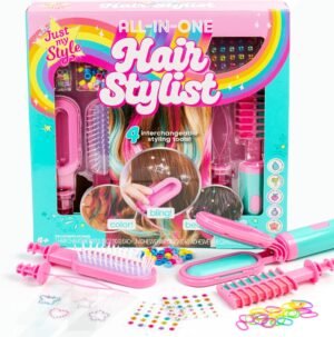 81UVJWLG8L._AC_SL1500_.jpg Just My Style All-in-One Hair Stylist, 4-in-1 Styling Tool with Gem Stamper, Beader, Chalk, and Brush - Fun Hair Accessories for Girls 8-12