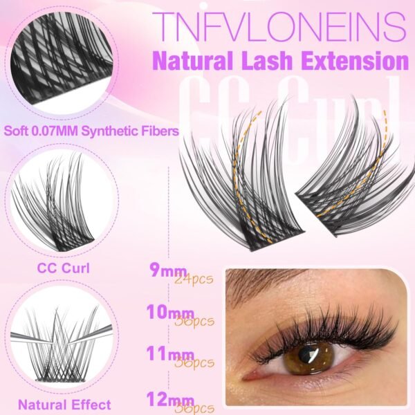 81UXcAyBUCL._SL1500_.jpg Natural Lash Clusters Kit Natural Eyelash Clusters C Curl Lash Extension Kit 8-16mm Eyelash Extension Kit DIY Individual Lashes Cluster Eyelash Extensions with Lash Remover by TNFVLONEINS