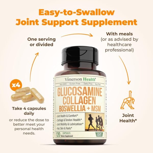 81UgPFsFYiL._AC_SL1500_.jpg Glucosamine Chondroitin MSM with Hydrolyzed Collagen Peptides - Joint Support Supplement with Quercetin, Bromelain & Boswellia Extract - Collagen pills for Hair Skin Nails - 120 Capsules