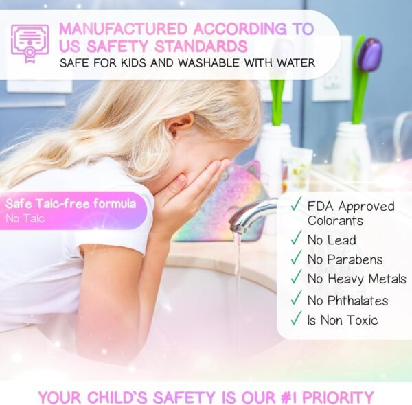 Kids Real Makeup Kit for Girls: No Talc, Washable Make Up Set with Unicorn Purse - Toy Gift for Little Girls & Toddlers Age 3 4 5 6 7 8 9 10 11 12 Years Old - Pretend Play Birthday Gifts