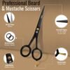 5” Professional Beard Mustache Scissors with 1 Beard Comb, 1 Mustache Comb and Travel Pouch - Perfect Beard Trimming Scissors for All Facial Hair Scissors - Grooming Scissors