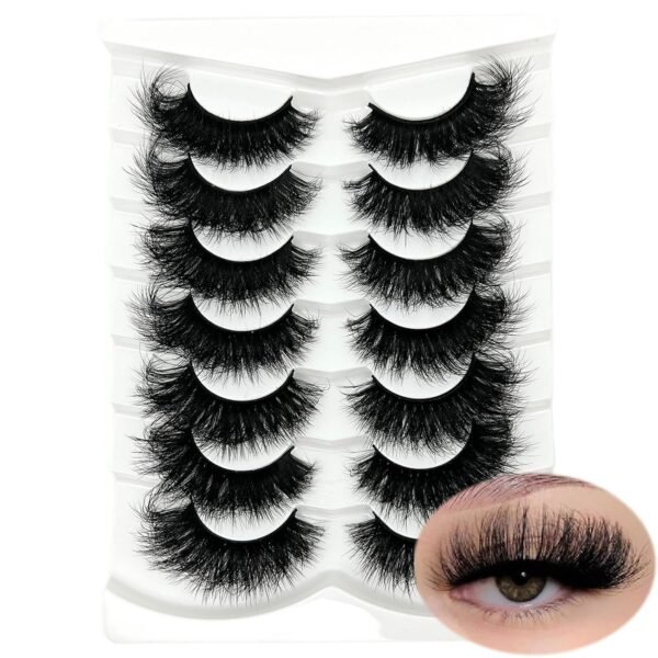 Mink Lashes Fluffy Long 3D Faux Mink Wispy 20mm 25mm Big Dramatic Strip Lashes That Look Like Extensions Thick Cat Eye False Eyelashes Pack