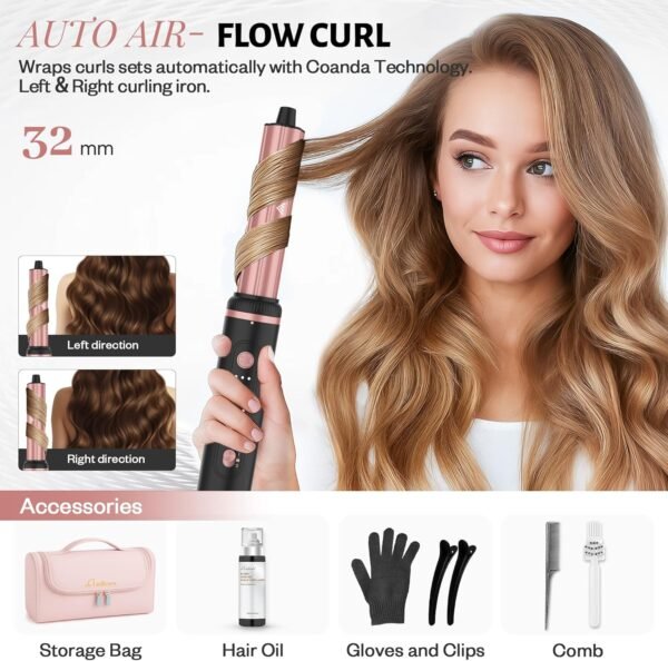 7 in 1 Professional Hair Styling Tool – Hot Air Brush Set, Multi-Styler and Blow Dryer Brush Straightening and Curling, Ionic & Infrared Tech, Cool Shot, 3 Heat & Speed Settings, Includes Travel Bag