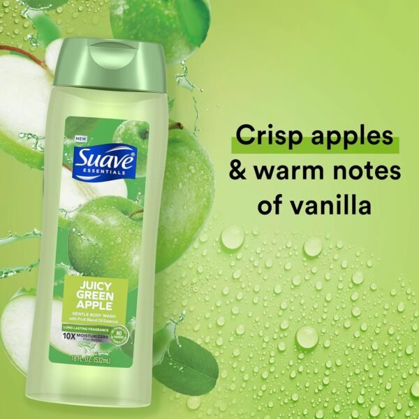 Suave Moisturizing Body Wash, with Juicy Apple and Vitamin E Extract, No Parabens, No Phtahaltes, 18 Oz Pack of 6