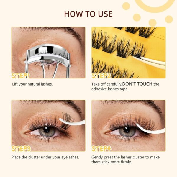 81VmnJRVwNL._SL1500_.jpg QUEWEL Self Adhesive Eyelashes Kit, Press On Lashes Pre Glued Eyelash Clusters Self Stick Cluster Lashes No Glue No Remover Needed DIY Lash Extension Kit for Beginners (ZN-01)