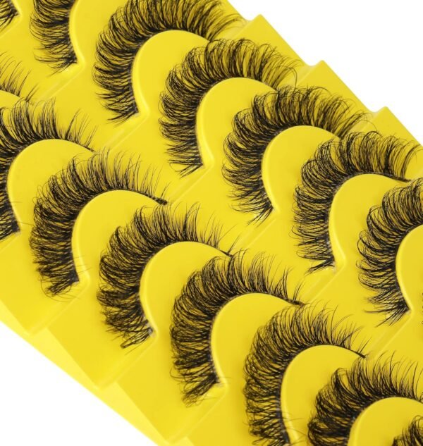 81Vp6zkw7JL._SL1500_.jpg False Eyelashes Russian Strip Lashes D Curl Wispy Natural Look Faux Mink Lashes Like Eyelash Extension Fluffy zanlufly Transparent Band Cat Eye Fake Eyelashes Pack