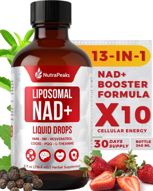 NAD+ Supplement Liquid - NAD+ Supplement 1000mg, NAD+ Nicotinamide Riboside Resveratrol Supplements with PQQ, NAD+ Berry Flavor Sticks for Anti-Aging, Energy, Focus
