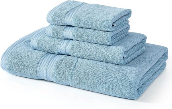 Modern Threads Trefoil Filigree 6-Piece 100% Cotton Towel Set – Reversible Yarn Dyed Jacquard – Includes 2 Bath Towels, 2 Hand Towels, 2 Washcloths – Absorbent, Quick Dry, Soft & Durable – Sky Blue