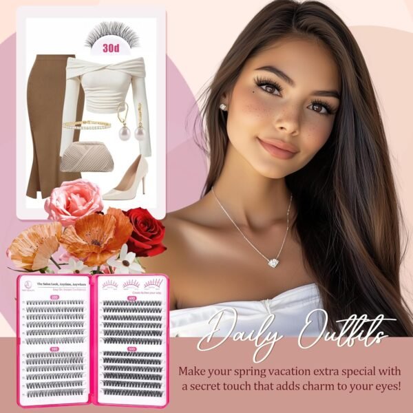 Waltz Lash Clusters Kit - Lash Clusters Lash Extension Kit with Bond and Seal Eyelash Cluster 20D30D40D50D-0.07D Cluster Eyelash Extensions Eyelash Extension Kit DIY at Home