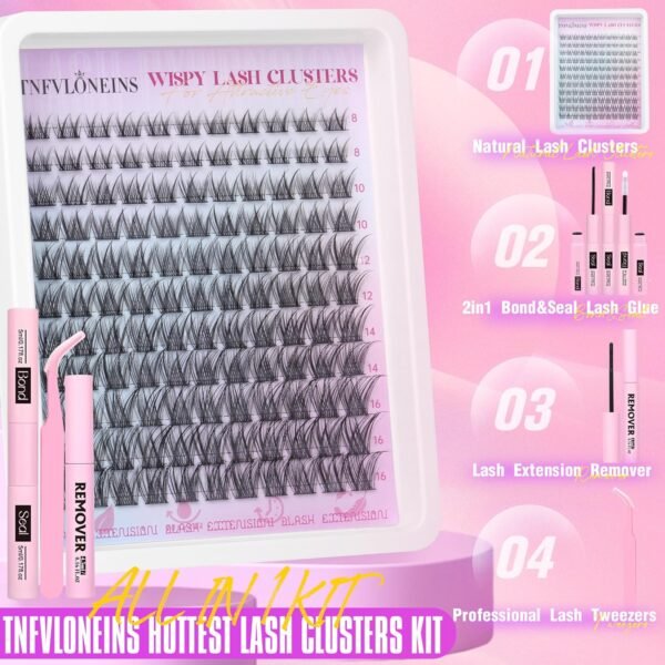 81WWU-1XIDL._SL1500_.jpg Natural Lash Clusters Kit Natural Eyelash Clusters C Curl Lash Extension Kit 8-16mm Eyelash Extension Kit DIY Individual Lashes Cluster Eyelash Extensions with Lash Remover by TNFVLONEINS