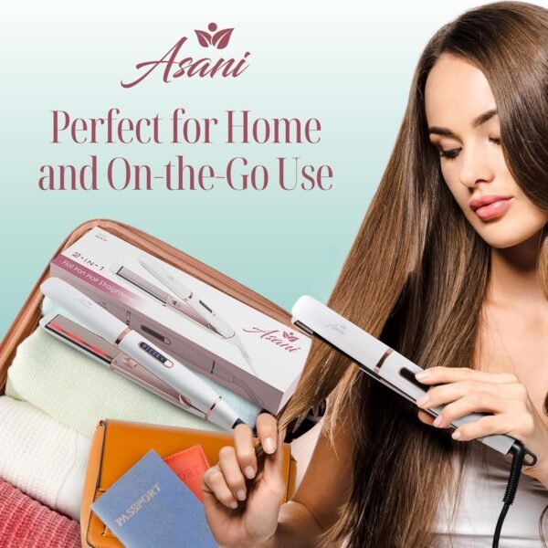81WcUw0rPtL._AC_SL1500_.jpg Asani 2-in-1 Flat Iron Hair Straightener and Curler - Negative Ion Technology, Anti-Frizz Ceramic Coating, 5 Heat Settings - Fast Heating Styling Tool for Versatile Looks - Portable