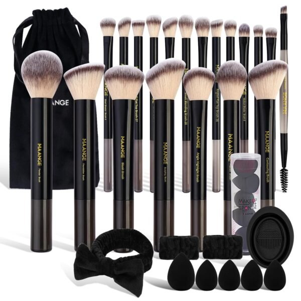MAANGE Makeup Brushes 30 Pcs Makeup Kit, Multi-functional Makeup Tool Set with 20 Pcs Makeup Brush Foundation Brush Make up Brushes Set with Bag,Black