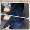 3 Pcs No Hook Navy Blue Shower Curtain Set with Chenille Bath Rugs - 71" x 74" Shower Curtain with Snap-in Fabric Liner & Non-Slip Water Absorbent Bathroom Mats Set Accessories