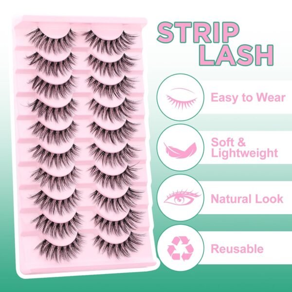 81XBxXgUKfL._SL1500_.jpg False Eyelashes Fluffy Look Strip Lashes Mink Wispy Fake Lashes Charming Fake Eyelashes By GEMERRY, 10 Pairs