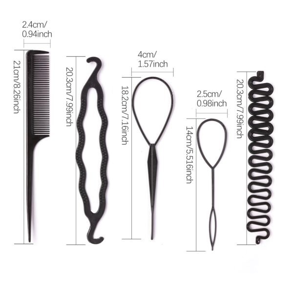 81XNwdv37qS._SL1500_.jpg Hair Bun Maker Ponytail Makers, Hair Design Styling Tool Set Hair Braiding Tools, Topsy Tail Hair Styling Tool, Topsy Hair Tail Tool with Hair Combs, Hair Twist Styling Kit French Twist Braiding