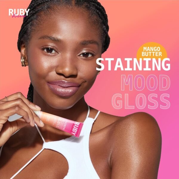 81XYGodFMhL._SL1500_.jpg Ruby Kisses pH Lip Gloss, Pink Tinted Lip Balm Stain, Mood Color Changing Lipstick with Mango Butter for Long-Lasting Hydration, Lightweight Non-Sticky Shine, Fuller & Smoother Lips