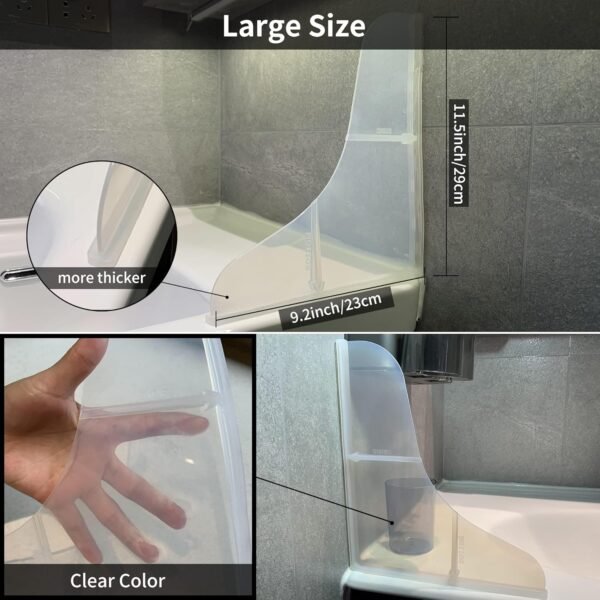 Mofason Silicone Shower Splash Guard, Clear Bathtub Corner Splash Guard, Bathroom Shower Water Guard with Adhesive for Fixing, Can Be Used in Washbasin, Tubs, Sinks Etc - 2Pack