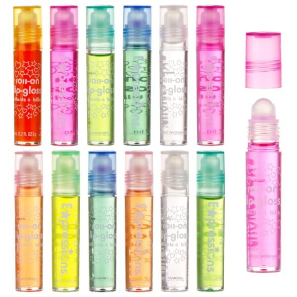 81XgvAPGwLL._SL1500_.jpg Expressions girl 12pc Roll On Lip Gloss Set with Carrying Case, Glossy Lip Make-up for Kids and Teens - Fruity Flavors, Non Toxic, Kid Friendly, Party Gift, Best Friends