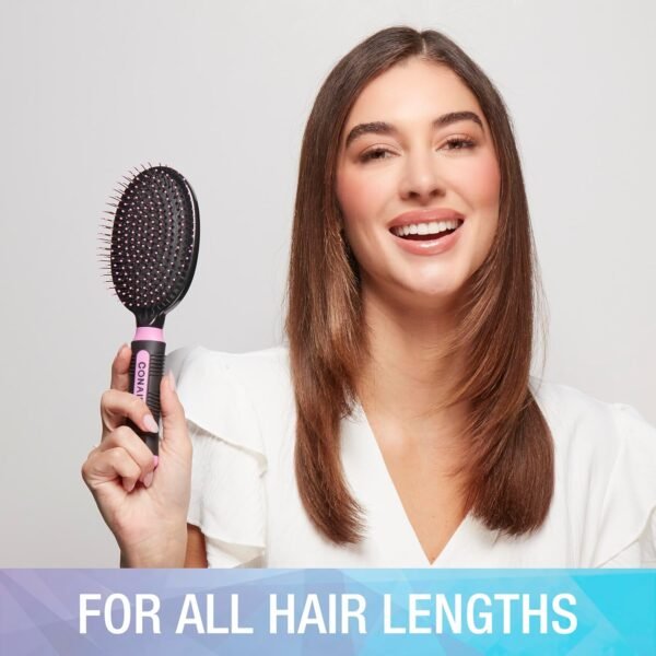 81XpdsJn3FL._SL1500_.jpg Conair Salon Results Hairbrush - Men and Women - Detangling Hair brush - ideal for curly or straight styles - features wire bristles and cushion Base - Pink/Black