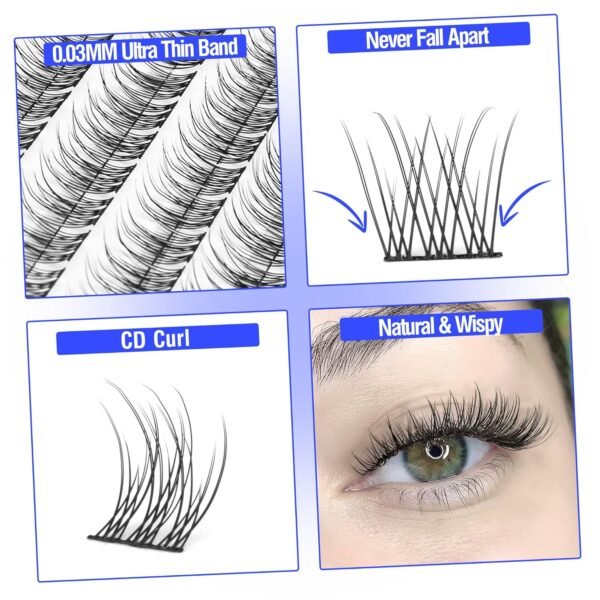81Xz3Bnn1L._SL1500_.jpg Natural Cluster Lashes Kit 168 Pcs Wispy Lash Extensions CC-Curly 9-11MM Mixed Lengths Eyelash Extension Individual Kit with Lashes Bond and Seal and Tweezers DIY at Home by Mavphnee