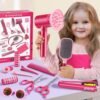81Y2ky9p-jL._AC_SL1500_.jpg G.C Girls Hair Salon Toys Kids Pretend Play Hair Styling Kit with Realistic Blow Dryer Straightener Stylist Apron Scissors Accessories Beauty Makeup Set Birthday Gifts for Toddler Girls 3 4 5 6+