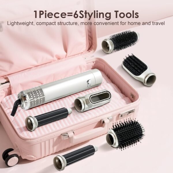 81YHO-pZZL._AC_SL1500_.jpg Professional Hair Dryer 6 in 1, Blow Dryer + Automatic Curling Iron + Hair Straightener + Thermal Brush, Birthday Gifts for Women Teen Girls with Short Long Hair, Low Noise, Air Wrap Hair Styler