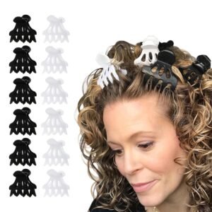 81YTowvdUsL._SL1500_.jpg Curl Keeper Claw Clips for Thick & Thin Hair, Roller Jaw Clamps (12-Pack) - Wide Teeth Medium Hair Clips for Women Supports & Creates Volume - Hair Styling Accessories are Lightweight & Easy to Clean