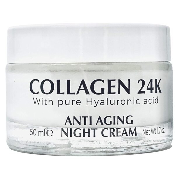 81YUGwtyUoL._SL1500_.jpg Delfanti-Milano • COLLAGEN 24K • Anti-Aging Night Cream • Face and Neck Moisturizer with pure Hyaluronic Acid • Made in Italy