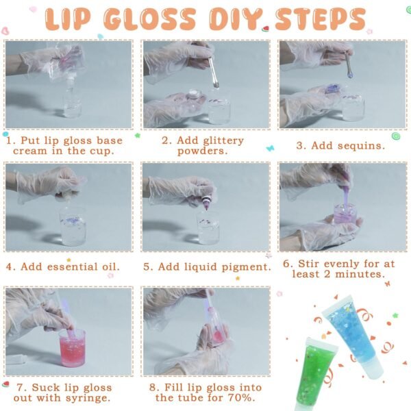 DIY Lip Gloss Making Kit - All-in-One to Make Your Own Lip Care Gloss Set with Clear Base, Pigments, Glitter, Tubes, Fun Creative Gift for Women Girls Makeup Lovers in Christmas Birthdays