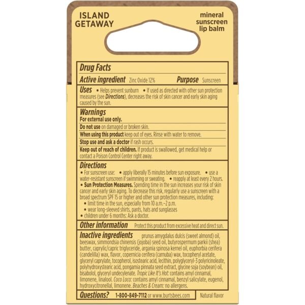 81Ya9cuMXvL._SL1500_.jpg Burt’s Bees SPF 30 Lip Balm, Island Getaway - Coco Loco, Beaches & Cream, Tropic Like It's Hot, Water-Resistant Sun Care, Natural Origin Lip Treatment, 3 Tubes, 0.15 oz