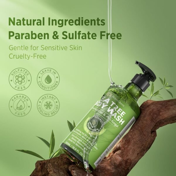 Antifungal Body Wash & Soap, Tea Tree Body Wash, Antibacterial Body Wash & Soap, Back Acne Body Wash, Natural Body Wash With Tea Tree Oil For Jock Itch, Back Acne, Athletes Foot, Body Odor, Nail Fungus, Ringworm, & Eczema - 16.9 Fl Oz