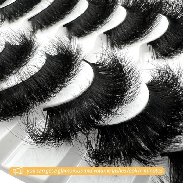 Mink Lashes Fluffy Long 3D Faux Mink Wispy 20mm 25mm Big Dramatic Strip Lashes That Look Like Extensions Thick Cat Eye False Eyelashes Pack