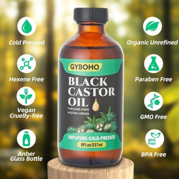 81Yqn9RYCdL._SL1500_.jpg 8OZ Jamaican Black Castor Oil for Hair Growth,Eyelashes & Eyebrow Nourishment, and Skin Hydration,100% Pure and Natural Organic Castor Oil Cold Pressed Glass Bottles