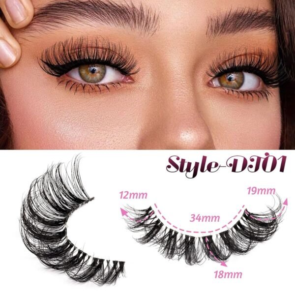 81YszzXkBNL._SL1500_.jpg Veleasha Lashes Russian Strip Lashes Eyelashes with Clear Band Looks Like Eyelash Extensions D Curl Lash Strips 10 Pairs Pack (DT01)